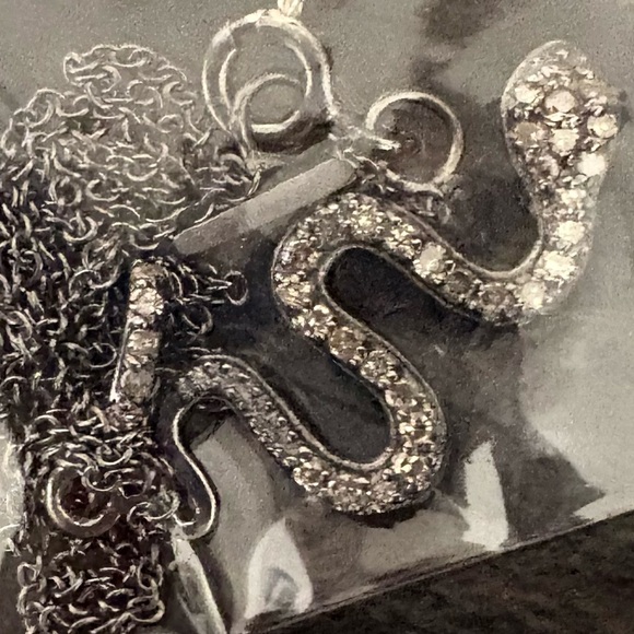 NWT ADORNIA FINE Coil Snake Silver Diamond Pendant Necklace - 0.20 ctw - Picture 4 of 6